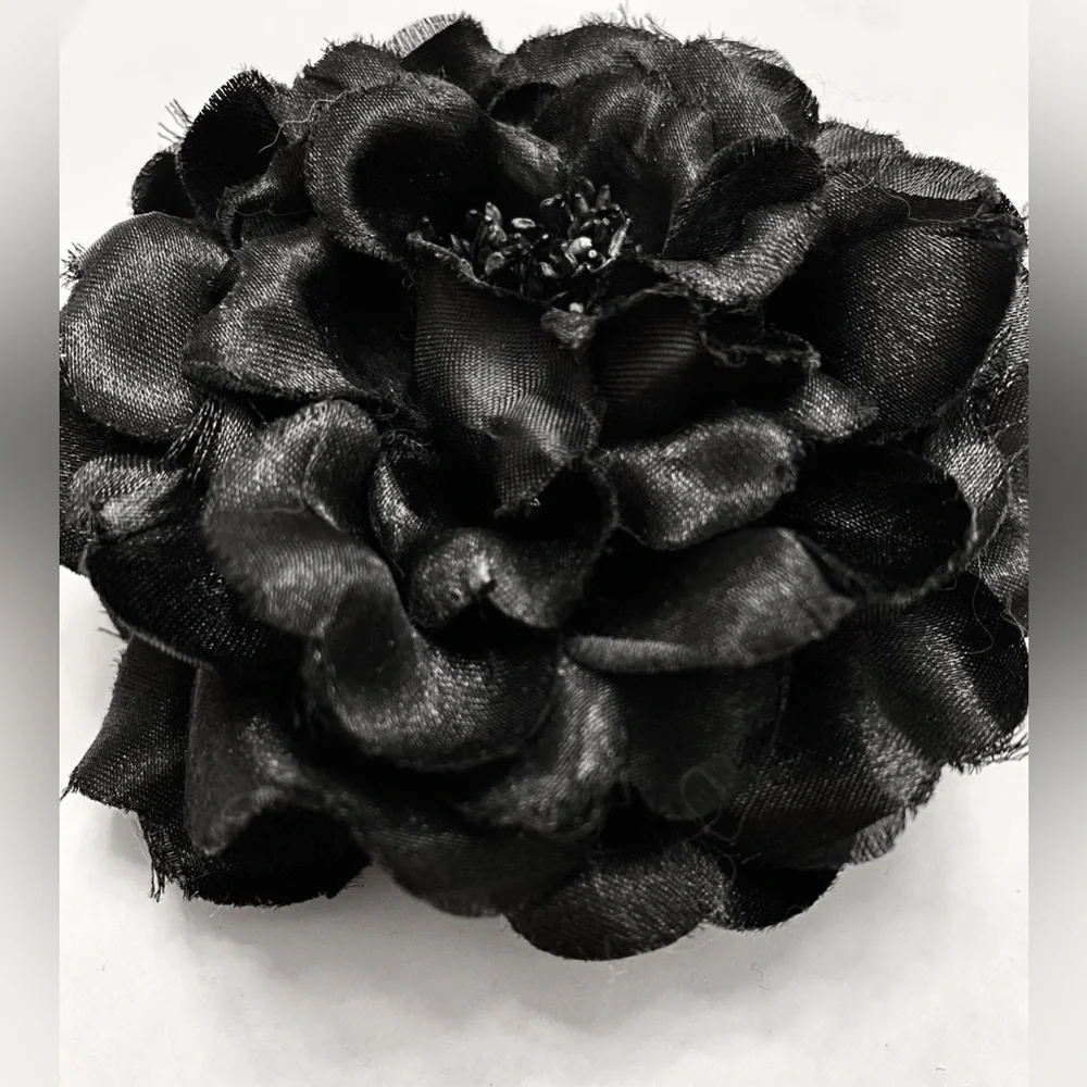 Black Flower Dark Romantic Elegant Boho Layered Petals Versatile Hair Clip & Pin